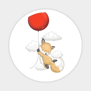 Cute animal. Cute Fox flying with balloons Magnet